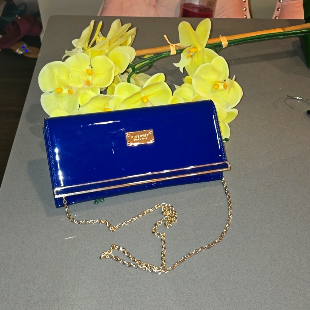 Rare Royal Navy Blue & Gold clutch purse